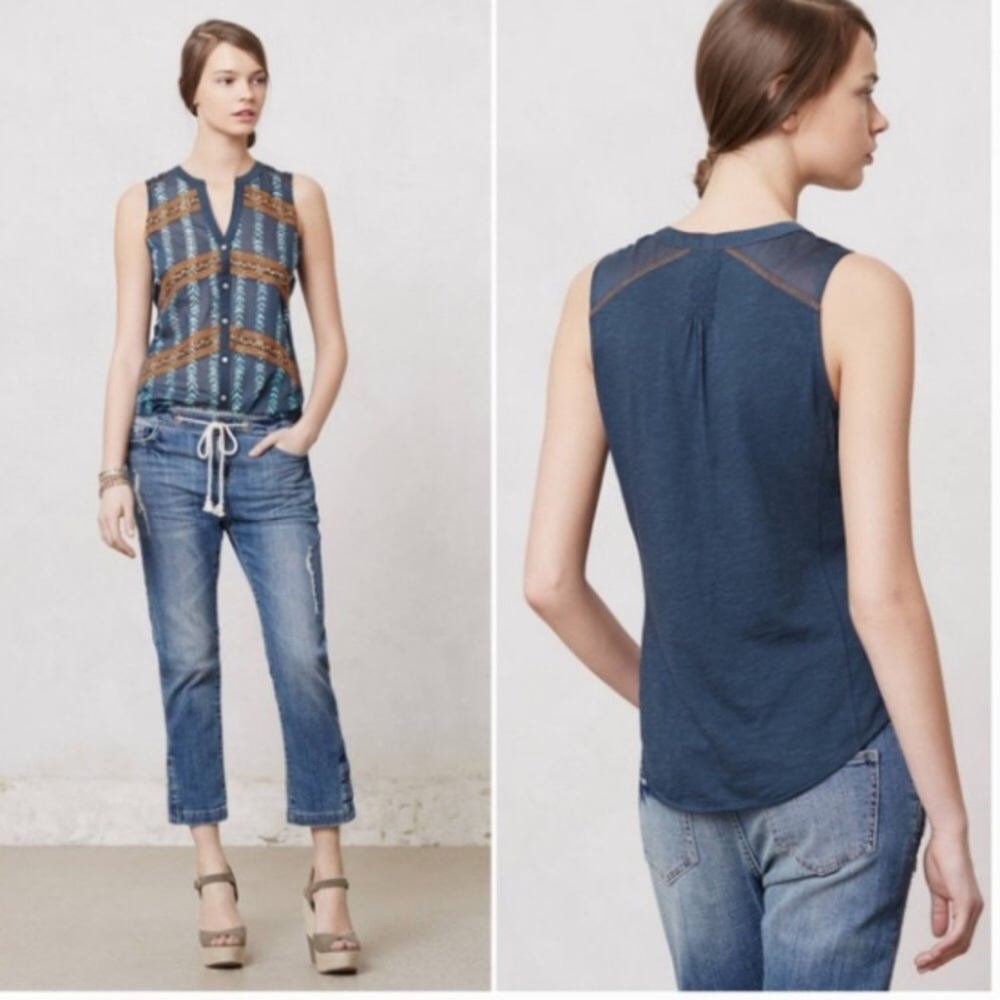 Anthropologie • TINY button down sleeveless top